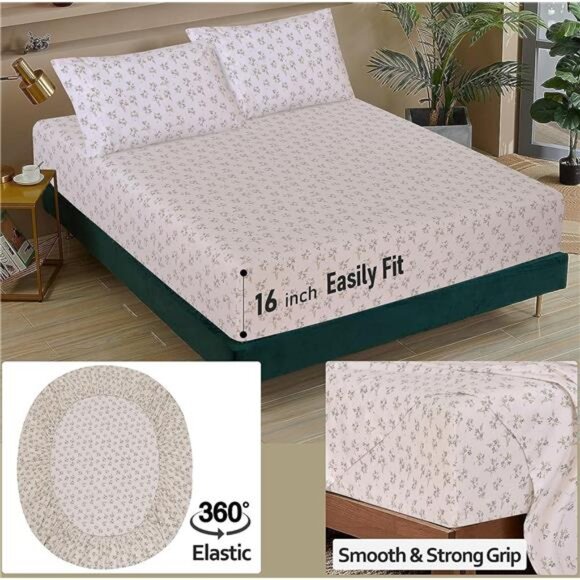 100% Cotton Split King Sheets Sets for Adjustable Bed, 5 PCs, Soft & Breathable - Picture 5 of 8